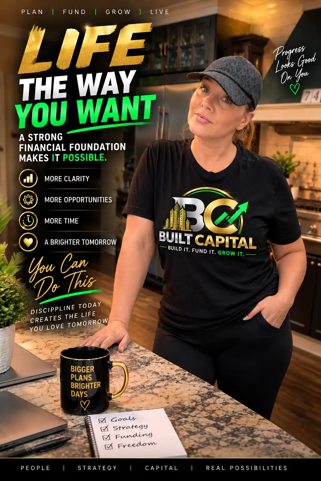 Built Capital founder in a kitchen planning goals, strategy and funding